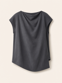 Asymmetric Cupro Cowl-Neck Top