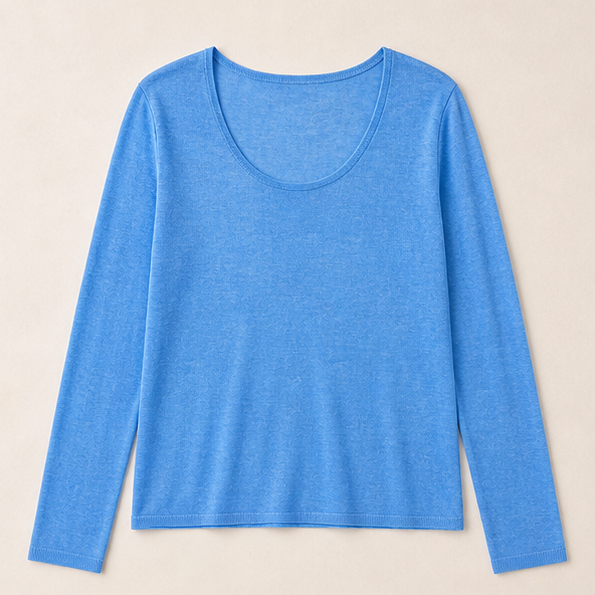 Reversible U-Neck Knit Long-Sleeve Top