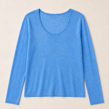 Reversible U-Neck Knit Long-Sleeve Top