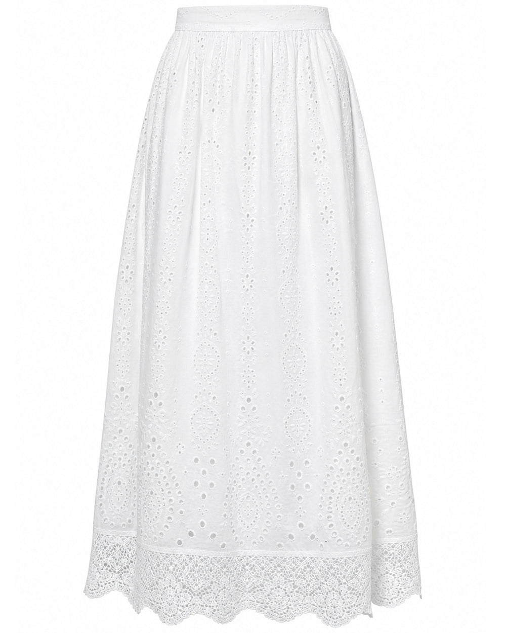 Embroidered Eyelet Midi Skirt