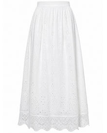 Embroidered Eyelet Midi Skirt