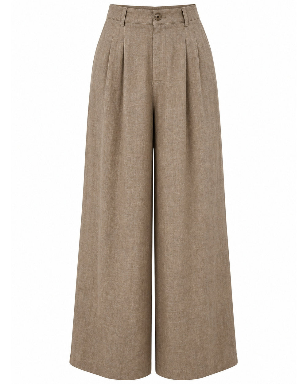 Pure Linen Wide-Leg Trousers（brown）