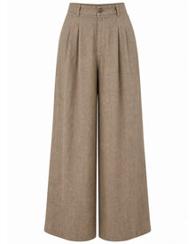 Pure Linen Wide-Leg Trousers（brown）