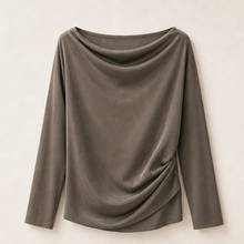 Cupro Cowl-Neck Long-Sleeve Top