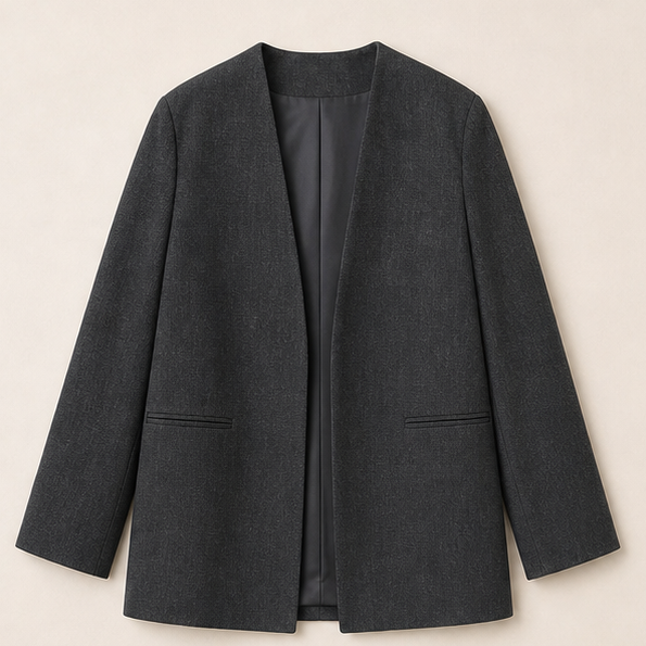 Collarless Wool Blazer
