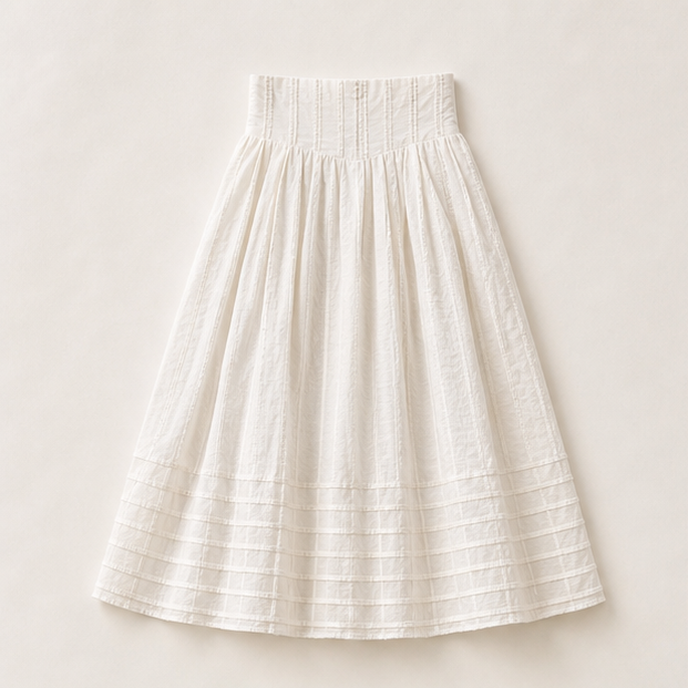 Jacquard Pleated Midi Skirt