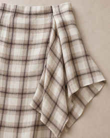 Ramie Check Asymmetric Skirt
