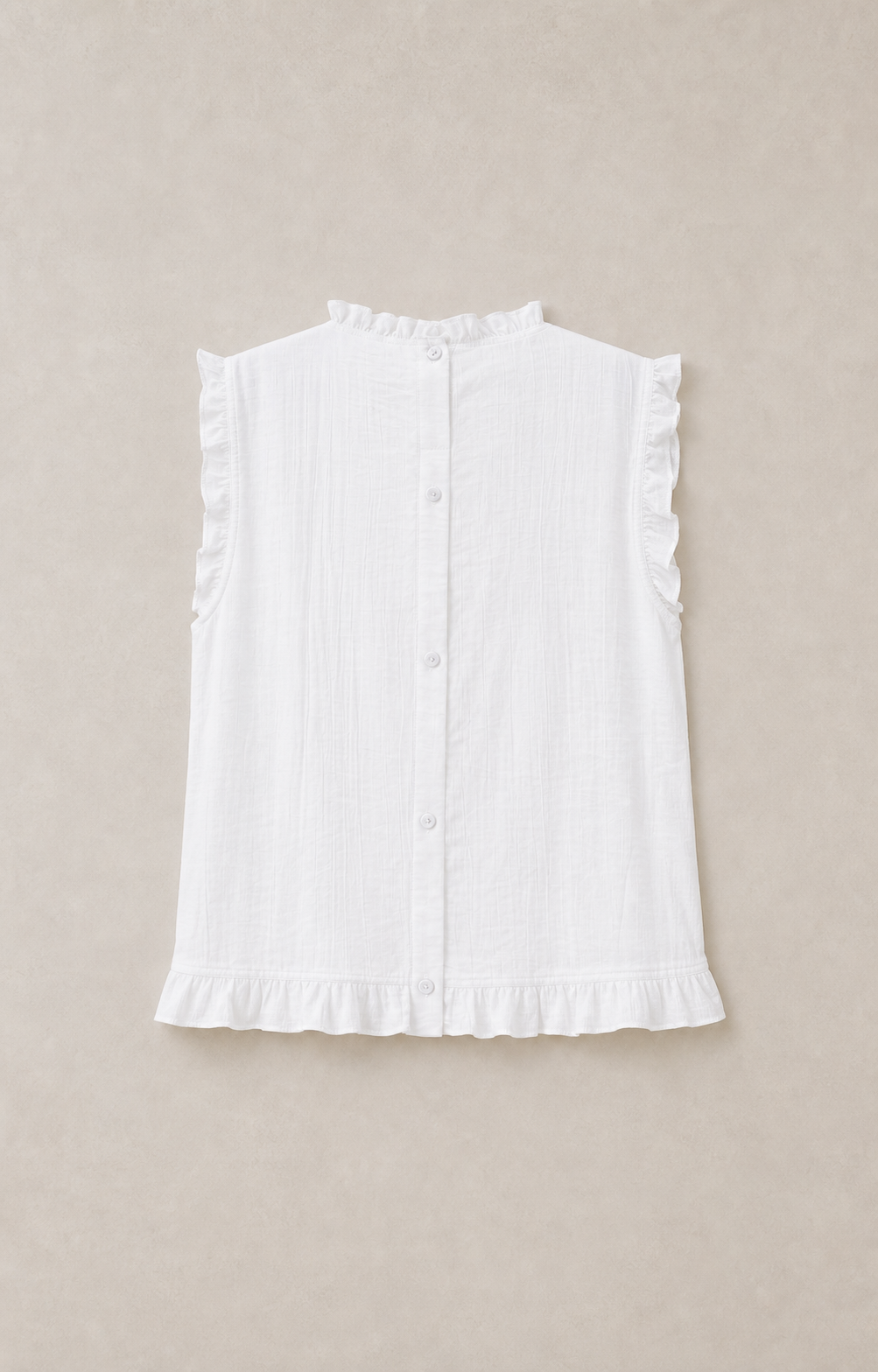 Ruffle-Trim Cotton Sleeveless Blouse