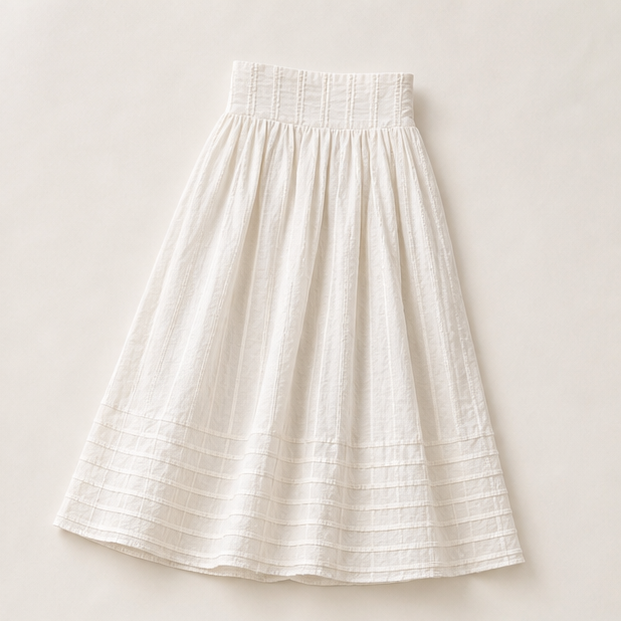 Jacquard Pleated Midi Skirt