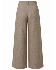 Pure Linen Wide-Leg Trousers（brown）
