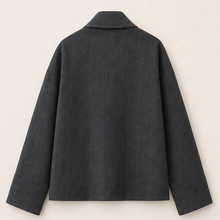 Grey Scarf-Collar Tie-Bow Blouse