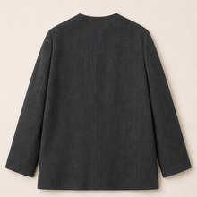 Collarless Wool Blazer