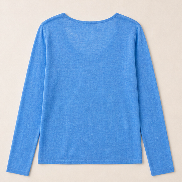 Reversible U-Neck Knit Long-Sleeve Top