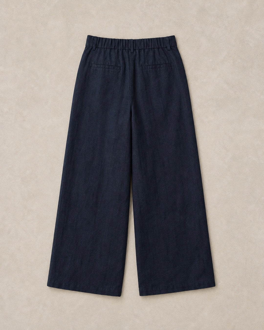 Navy Linen Wide-Leg Pants