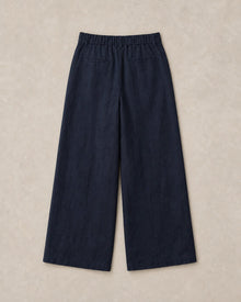 Navy Linen Wide-Leg Pants