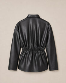 Black Faux-Leather Drawstring Shirt