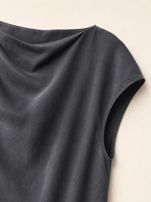 Asymmetric Cupro Cowl-Neck Top