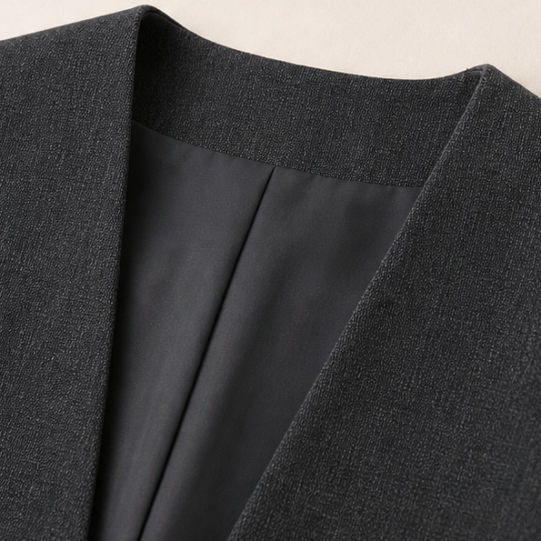 Collarless Wool Blazer