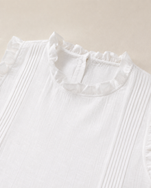Ruffle-Trim Cotton Sleeveless Blouse