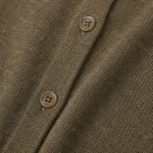 Linen Long-Sleeve Knit Cardigan（Olive Green）