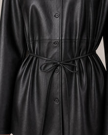 Black Faux-Leather Drawstring Shirt