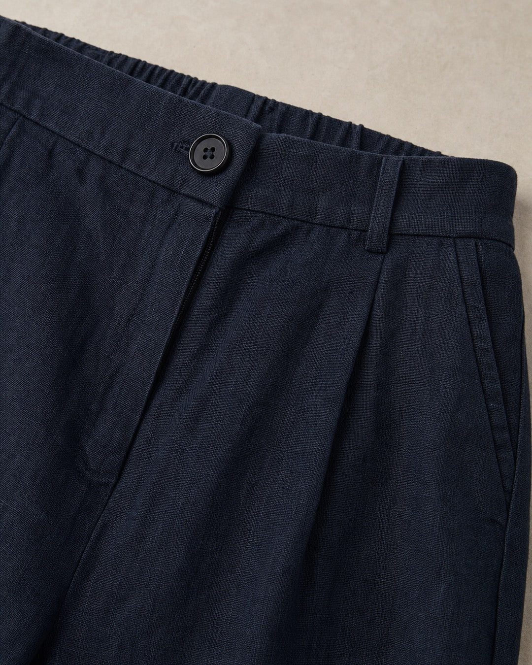 Navy Linen Wide-Leg Pants