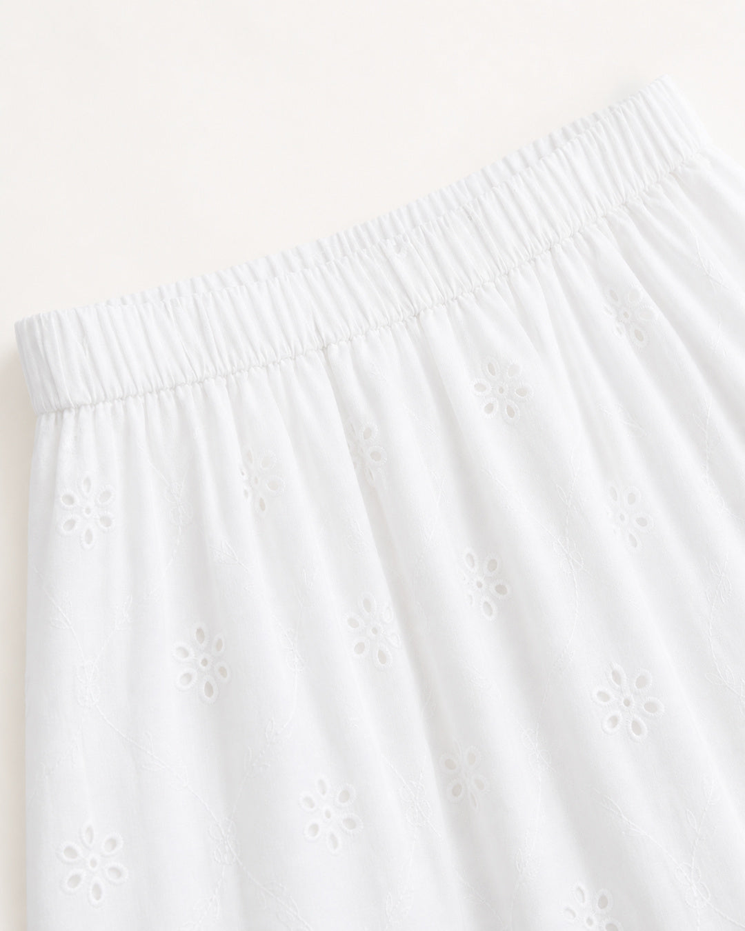 White Eyelet Lace Midi Skirt