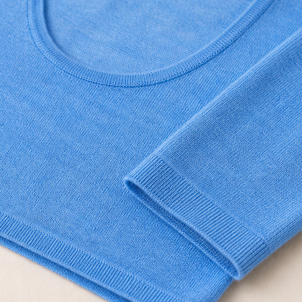 Reversible U-Neck Knit Long-Sleeve Top