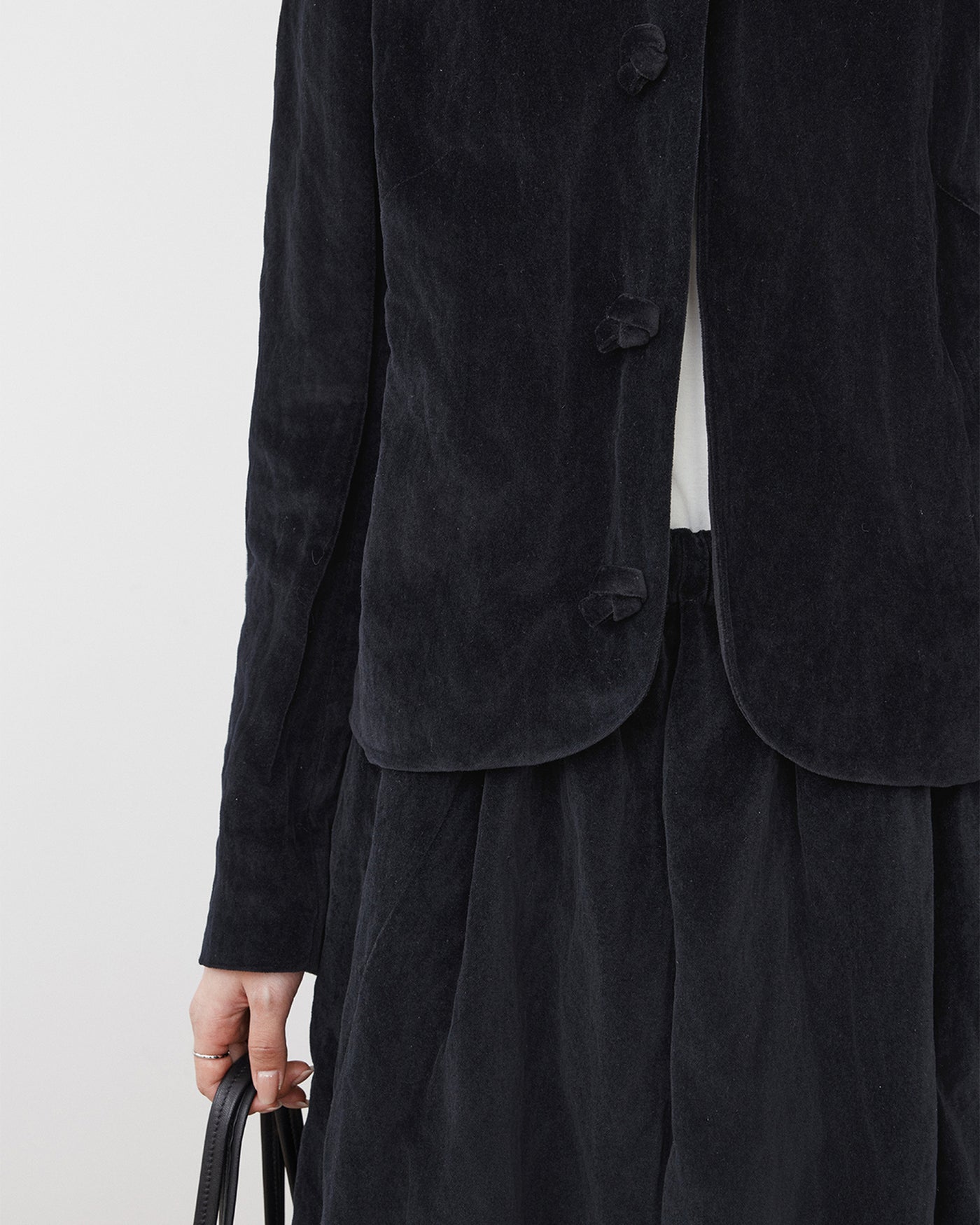 Velvet Lapel Oversized Chinese-Style Coat
