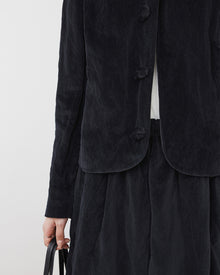 Velvet Lapel Oversized Chinese-Style Coat