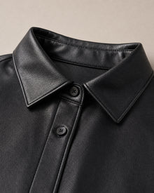 Black Faux-Leather Drawstring Shirt