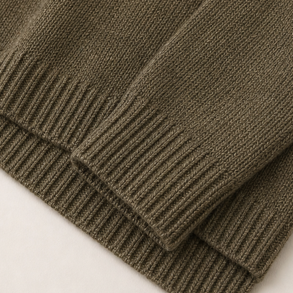 Linen Long-Sleeve Knit Cardigan（Olive Green）