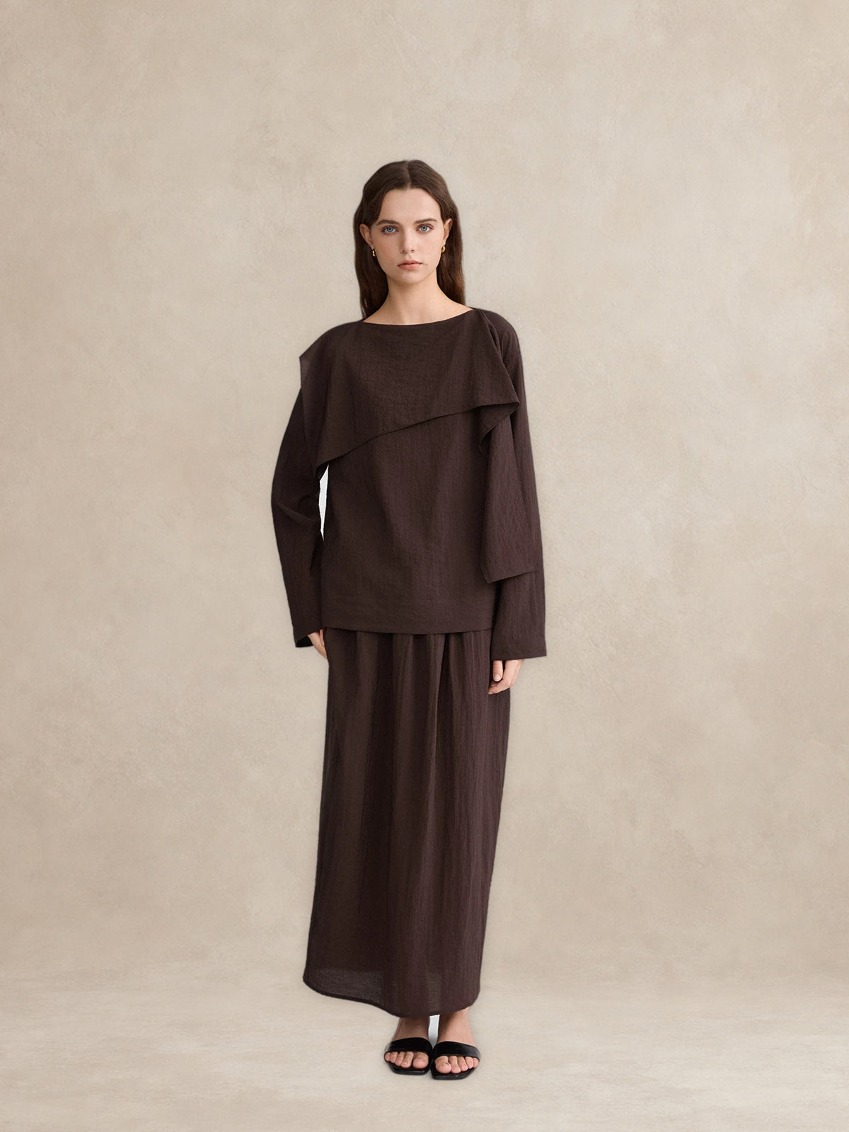 Fold-Over Collar Oversized Top