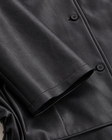 Black Faux-Leather Drawstring Shirt