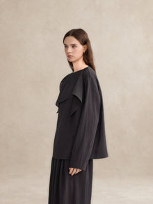 Fold-Over Collar Oversized Top