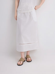 Embroidered Eyelet A-Line Midi Skirt