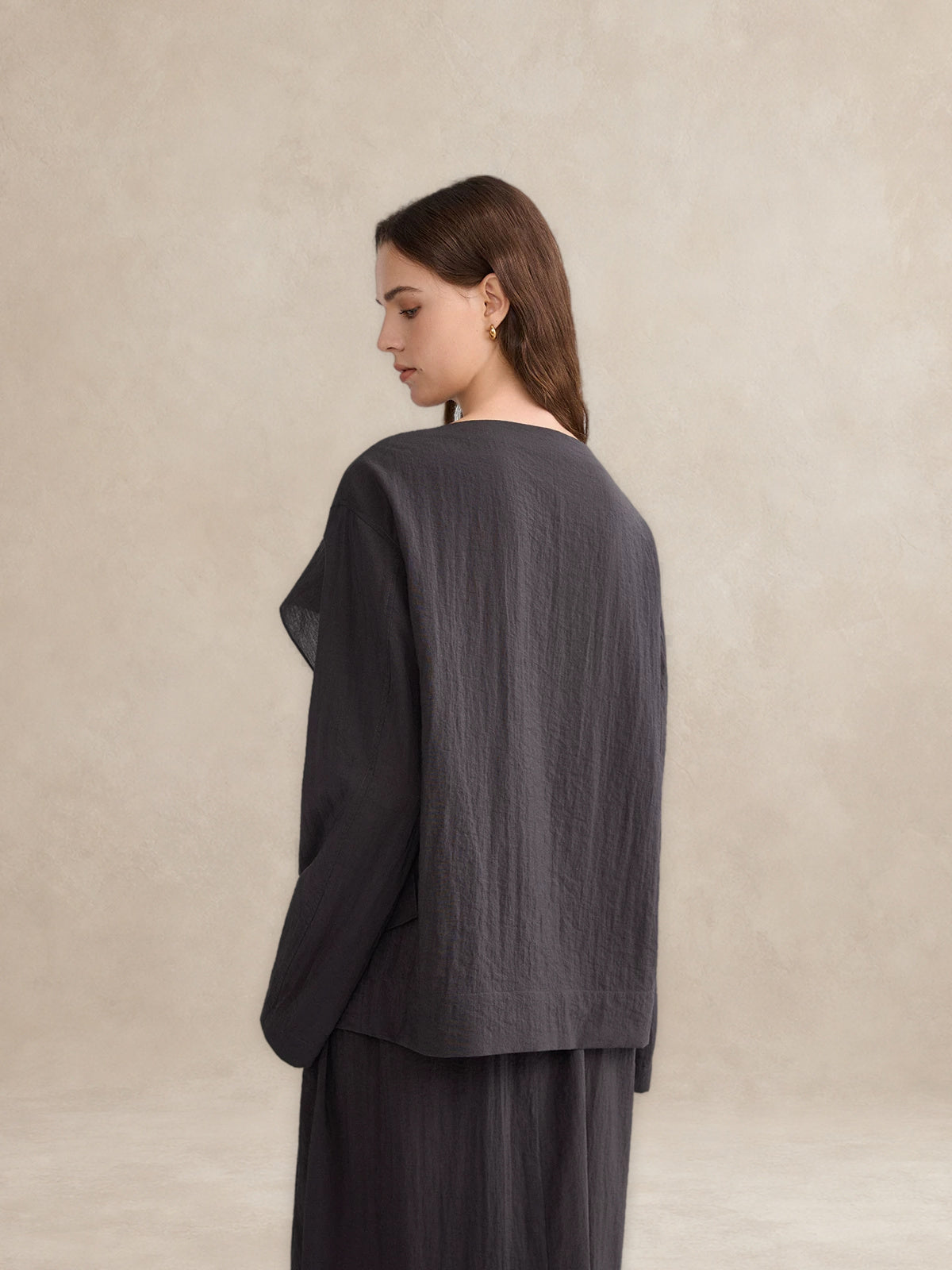 Fold-Over Collar Oversized Top