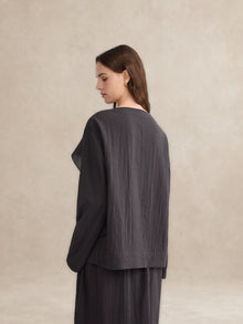 Fold-Over Collar Oversized Top