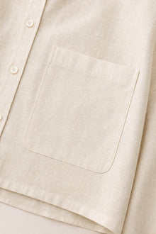 Big-Pocket Cropped Linen Shirt