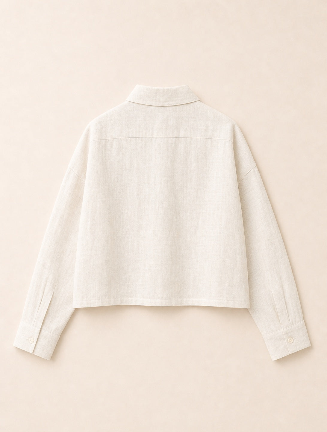 Big-Pocket Cropped Linen Shirt