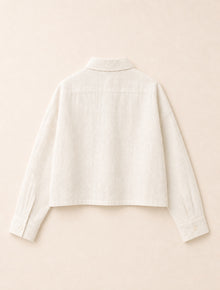 Big-Pocket Cropped Linen Shirt