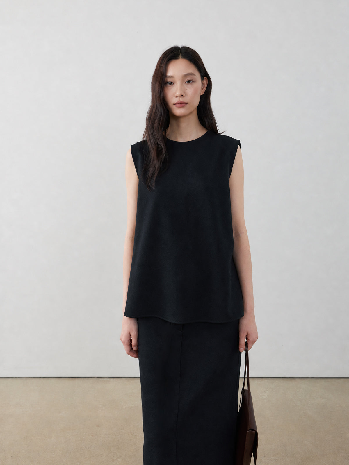 Back-Button Cupro Sleeveless Top
