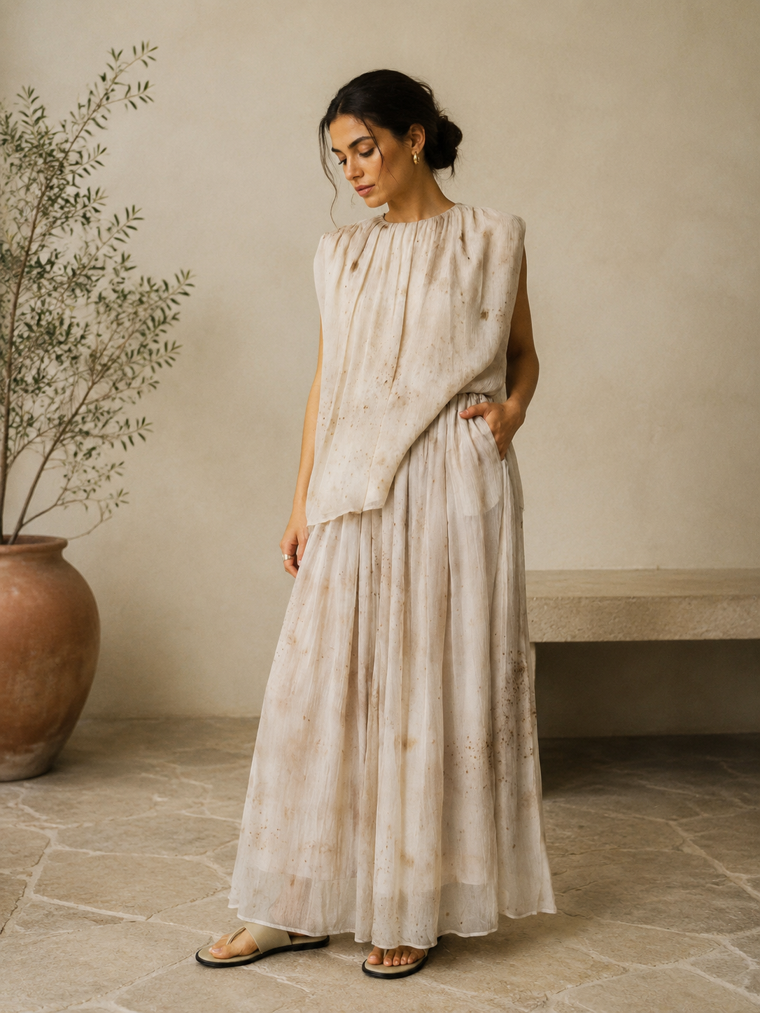 Dappled Ivory Maxi Skirt
