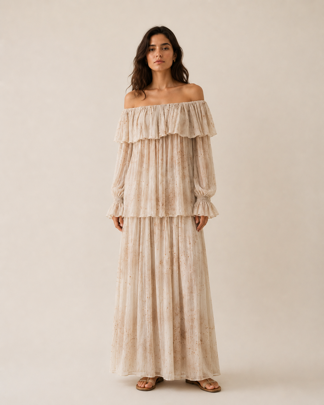 Dappled Ivory Ruffle Blouse - product view 1