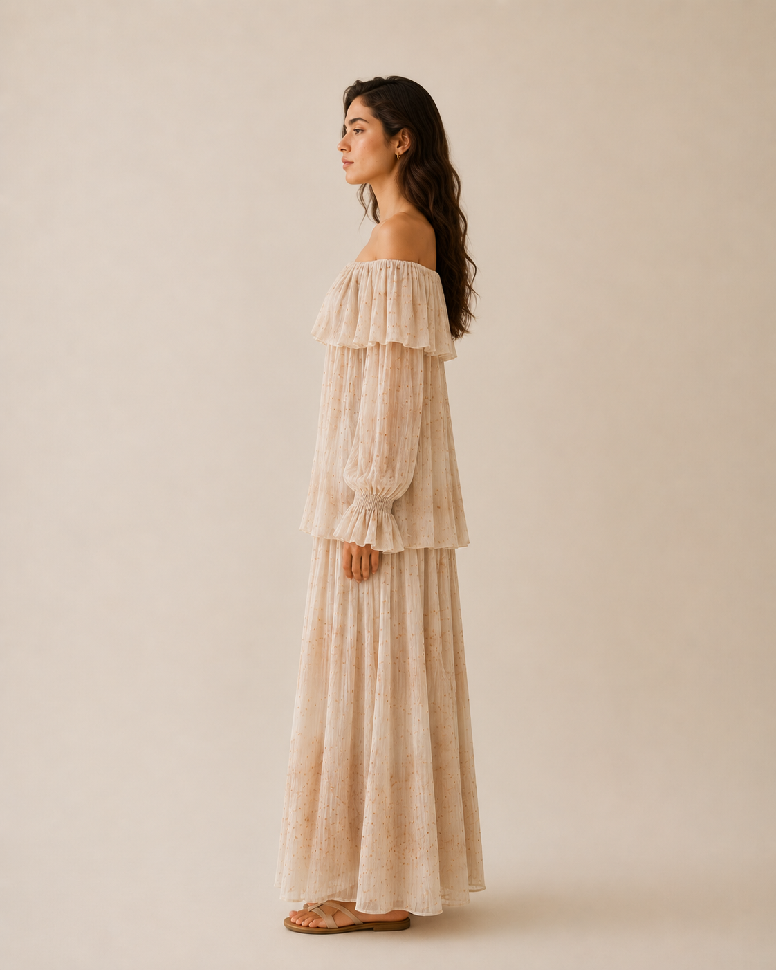 Dappled Ivory Ruffle Blouse