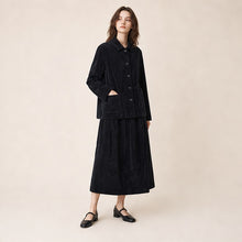 Velvet Lapel Oversized Chinese-Style Coat