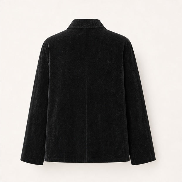 Velvet Lapel Oversized Chinese-Style Coat