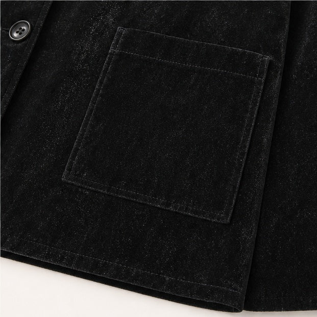 Velvet Lapel Oversized Chinese-Style Coat