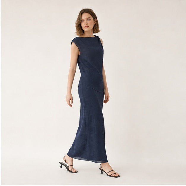 Textured One-Shoulder Knit Set