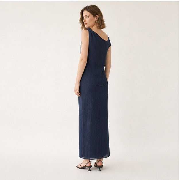 Textured One-Shoulder Knit Set